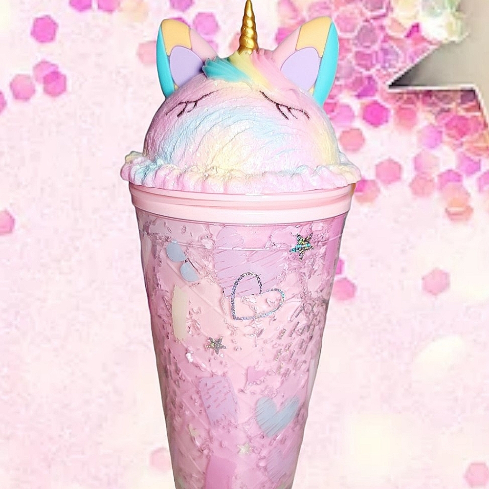 PINK pastel Unicorn ice cream sundea tumbler with straw